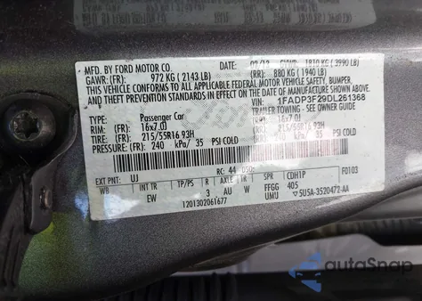 2013 Ford Focus Se z USA, uszkodzony, nr VIN 1FADP3F29DL261368